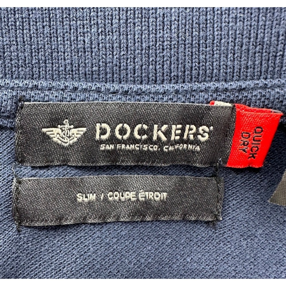 Dockers Short Sleeve Polo Shirt Navy Blue Cotton Slim Fit Mens 2XL Quick-Dry NWT - Picture 4 of 13